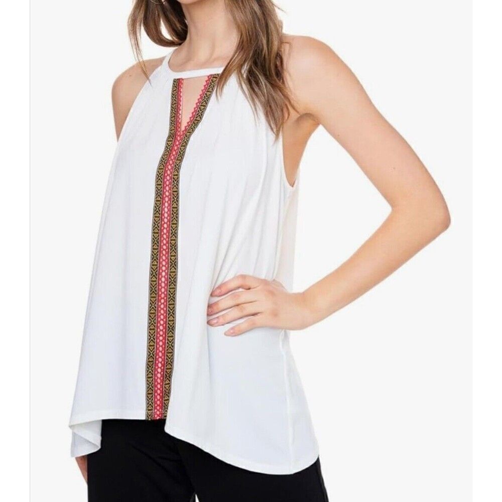 Studio by JPR Women's Ivory Sleeveless Crochet-Trim Blouse Top Size M NWT Boho